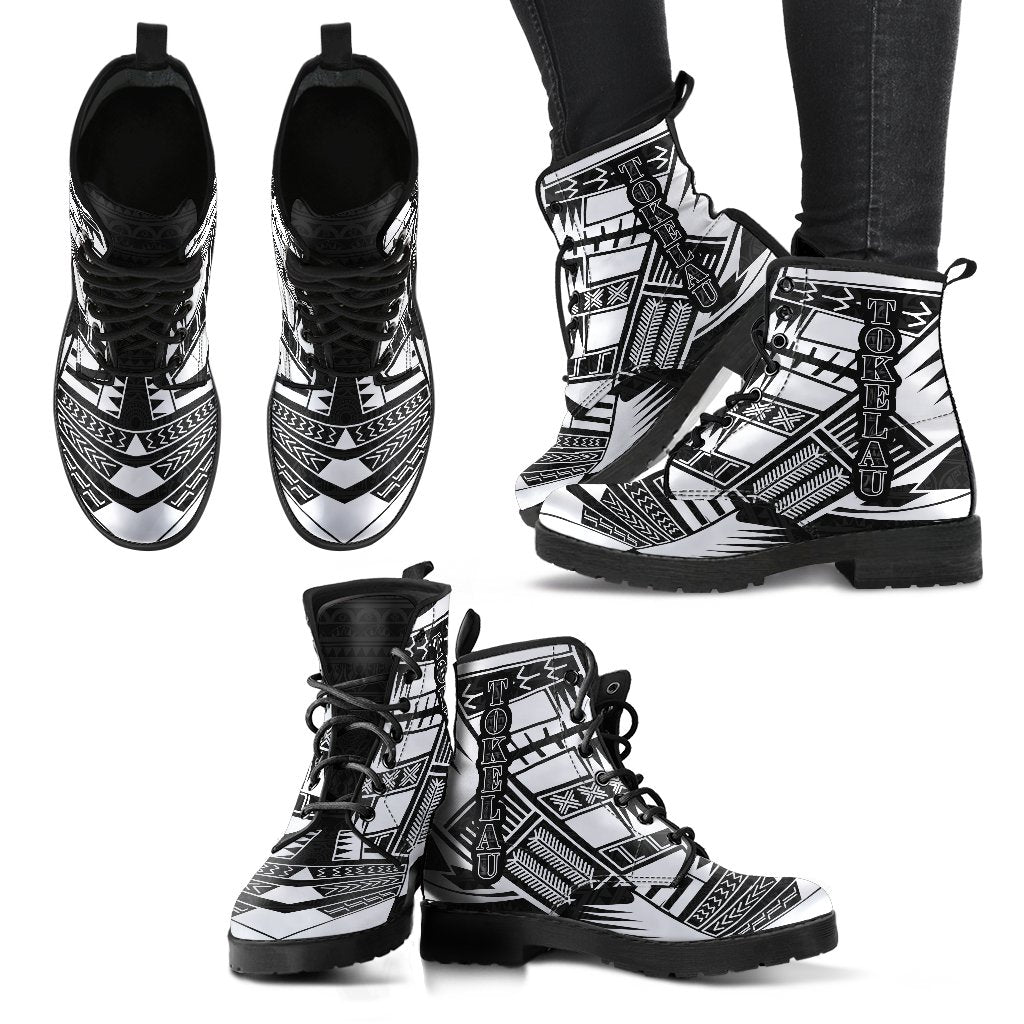 Tokelau Leather Boots - Polynesian Tattoo Black - Polynesian Pride