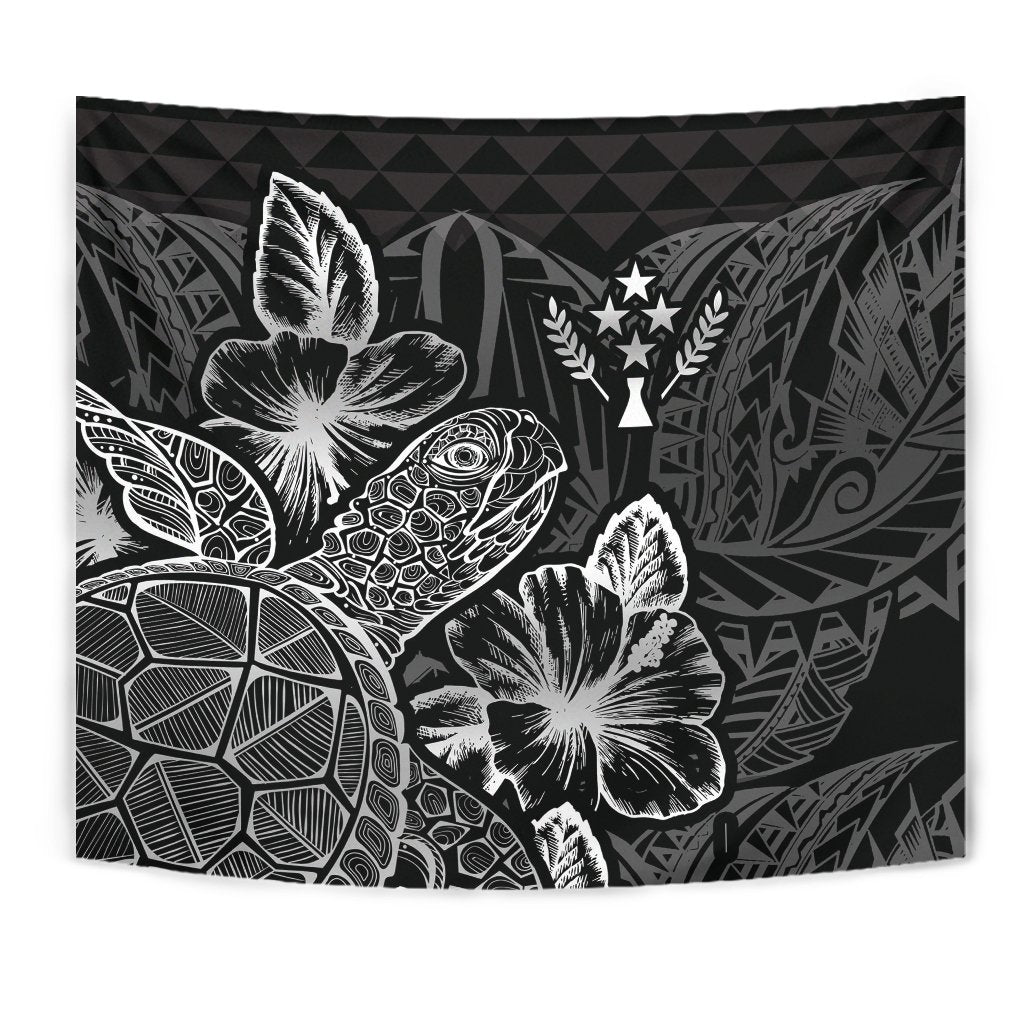 Kosrae Tapestry - Turtle Hibiscus Pattern Black - Polynesian Pride