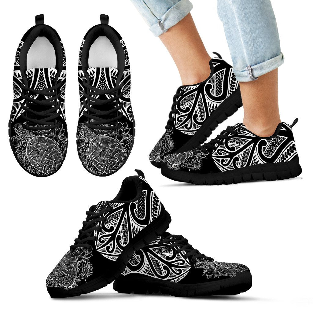 Polynesian Sneakers - Polynesian Turtle Tattoo Black Version - Polynesian Pride