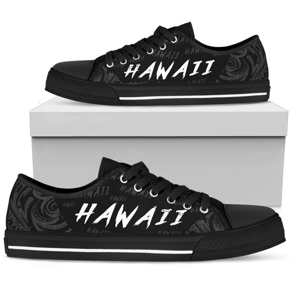 Hawaii Low Top Shoe - Polynesian Typo Gray Mens Low Top - Black - 1 - Polynesian Pride