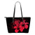 Hawaii Hibiscus Small Leather Tote Bag - Turtle Map - Calico Red Red - Polynesian Pride