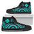 Wallis and Futuna High Top Canvas Shoes - Turquoise Tentacle Turtle Unisex Black - Polynesian Pride