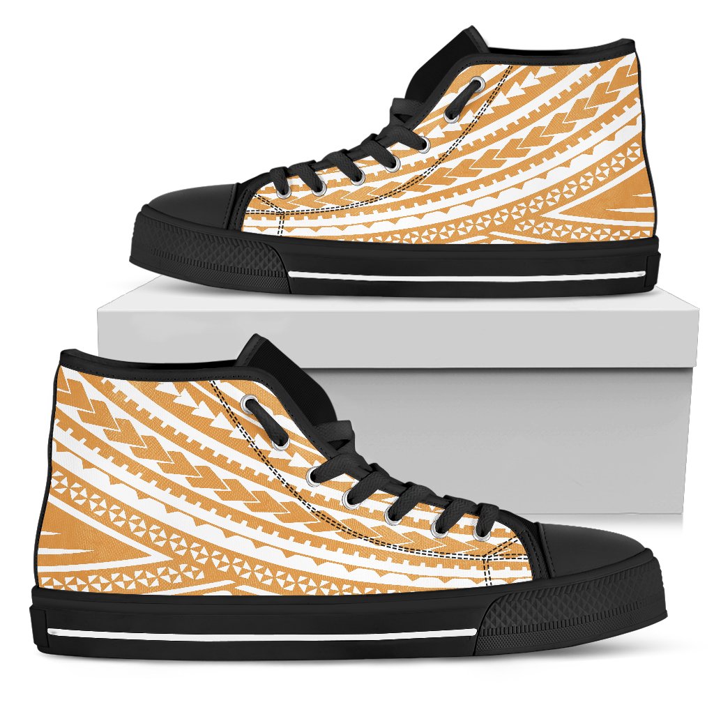 Polynesian High Top Shoes - Gold White Version Unisex Black - Polynesian Pride