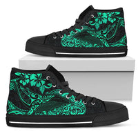 Polynesian Hawaii High Top - Polynesian Turquoise Humpback Whale Unisex Black - Polynesian Pride