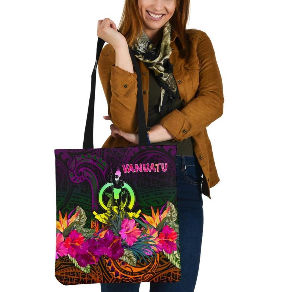 Vanuatu Personalised Tote Bags - Summer Hibiscus Tote Bag One Size Reggae - Polynesian Pride