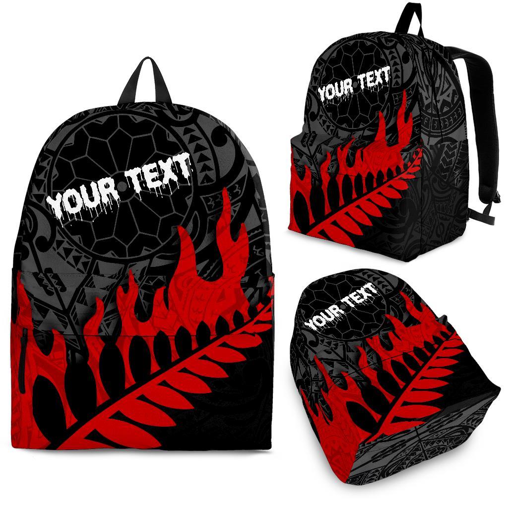 New Zealand Custom Personalised Backpack - Melting Style Black - Red - Polynesian Pride