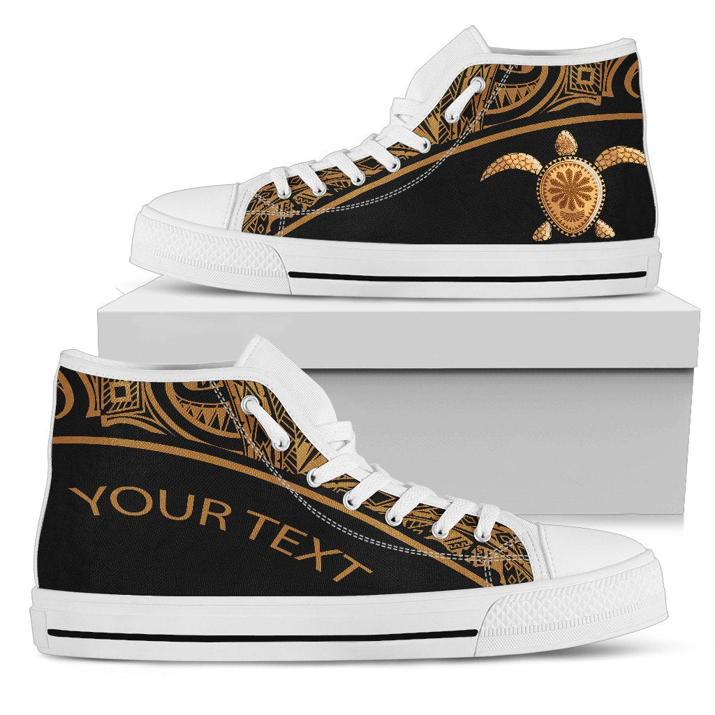 Turtle Custom Personalised High Top Shoes - Polynesian Gold Curve Style - Polynesian Pride