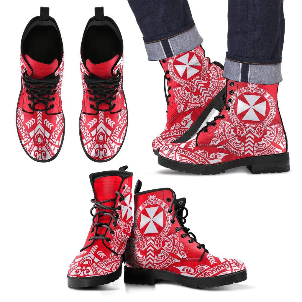 Wallis And Futuna Leather Boots - Polynesian Tribal Red - Polynesian Pride