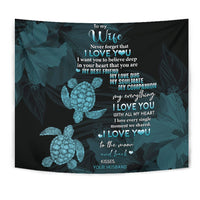 Hawaii Turtle Tapestry Hibiscus To My Wife Blue AH - Polynesian Pride