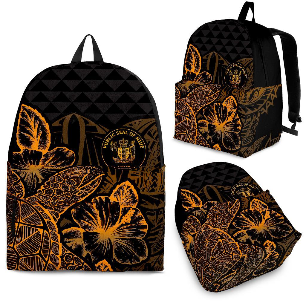 Niue Polynesian Backpack Turtle Hibiscus Gold Gold - Polynesian Pride