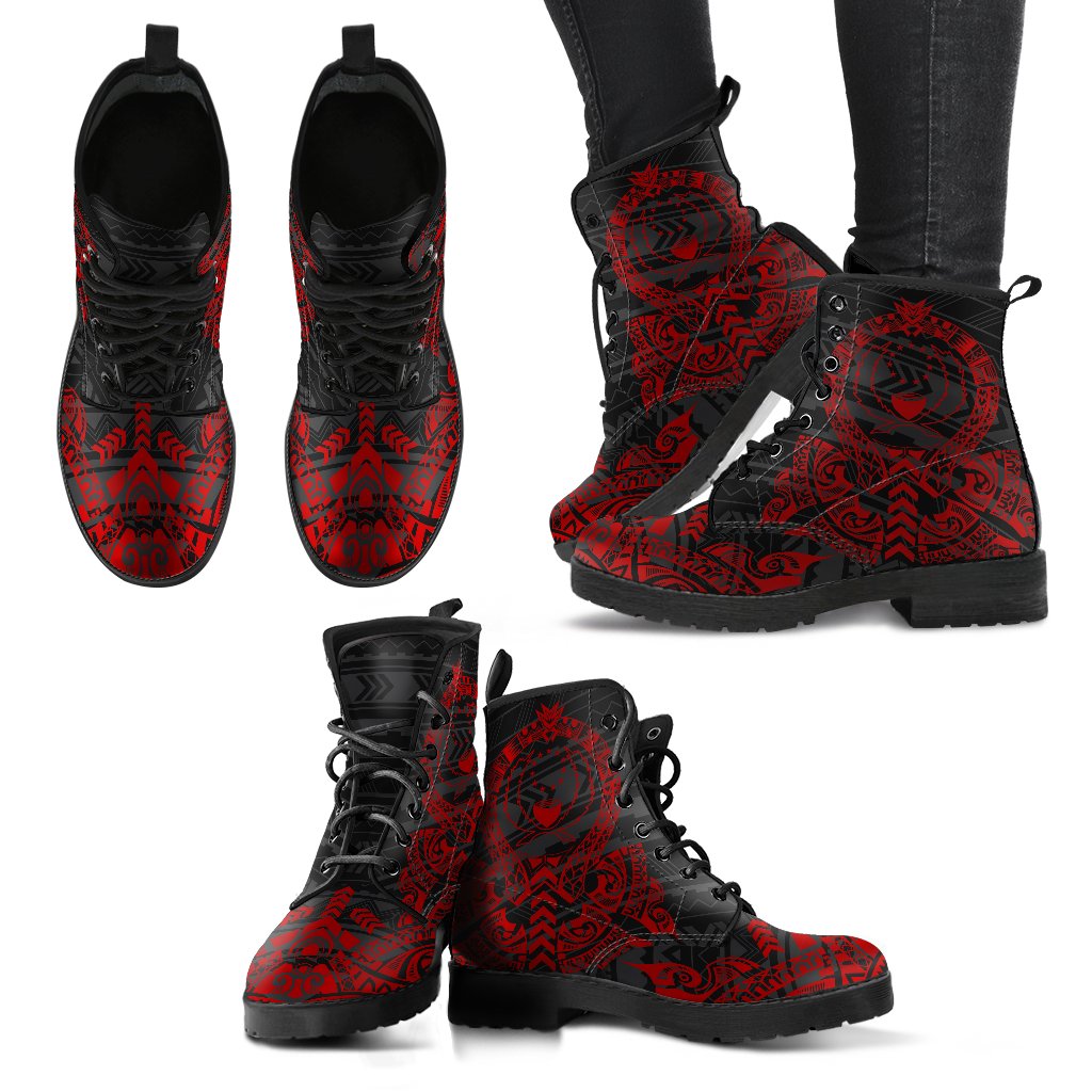 Pohnpei Leather Boots - Tribal Red - Polynesian Pride