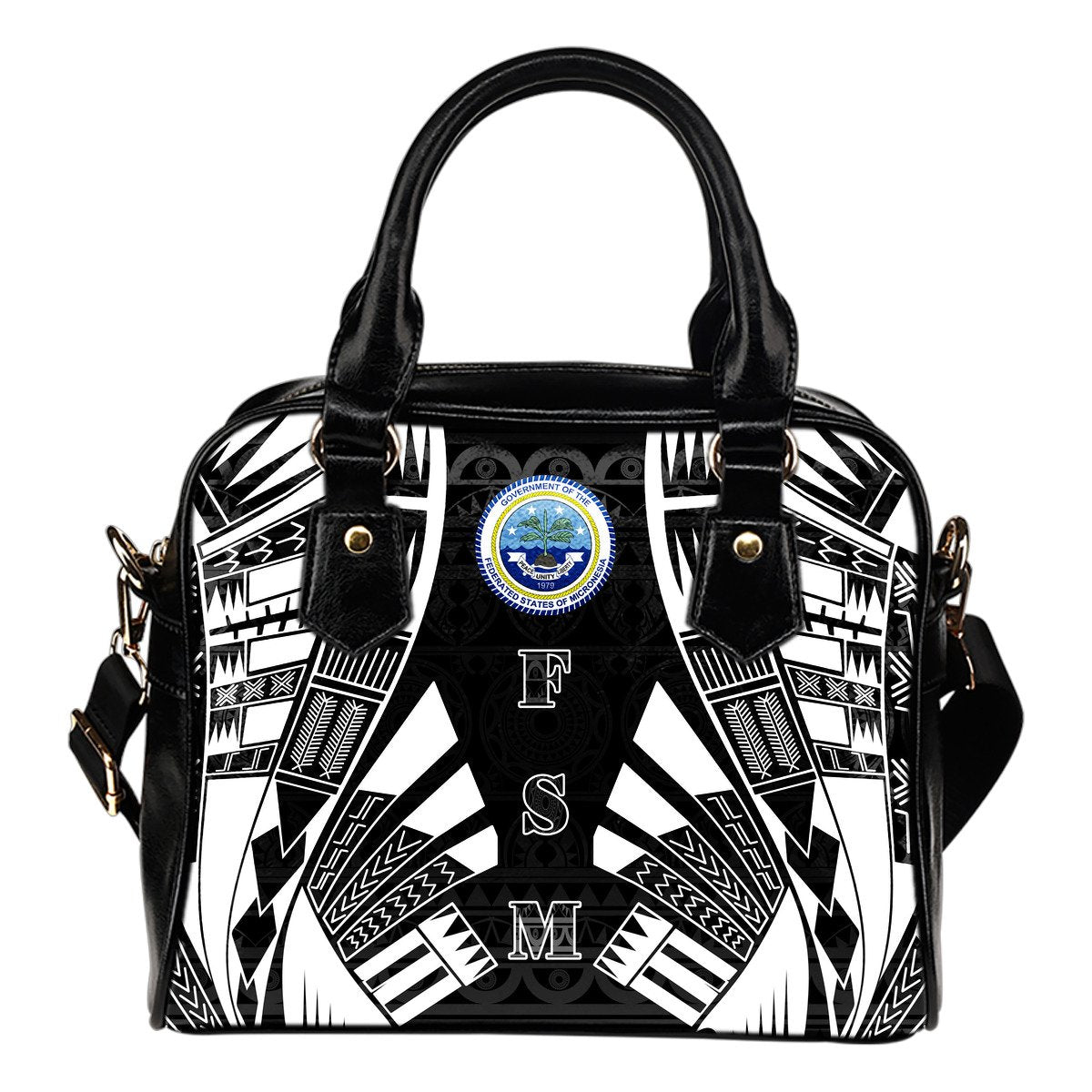 Federated States Of Micronesia Shoulder Handbag - Polynesian Tattoo Black One Size Black - Polynesian Pride