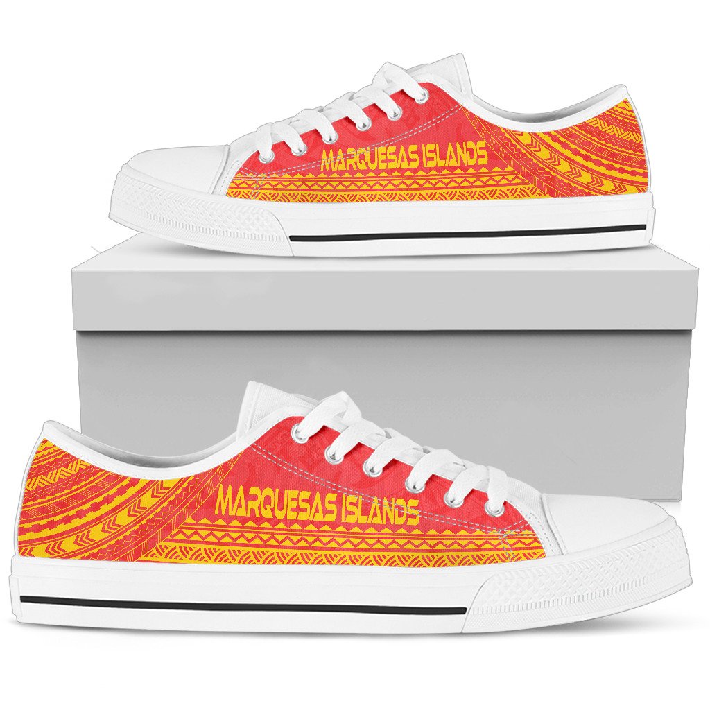 Marquesas Islands Low Top Shoes - Polynesian Flag Chief Version - Polynesian Pride