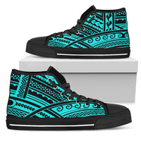 Polynesian Tribal High Top Shoes Unisex White - Polynesian Pride