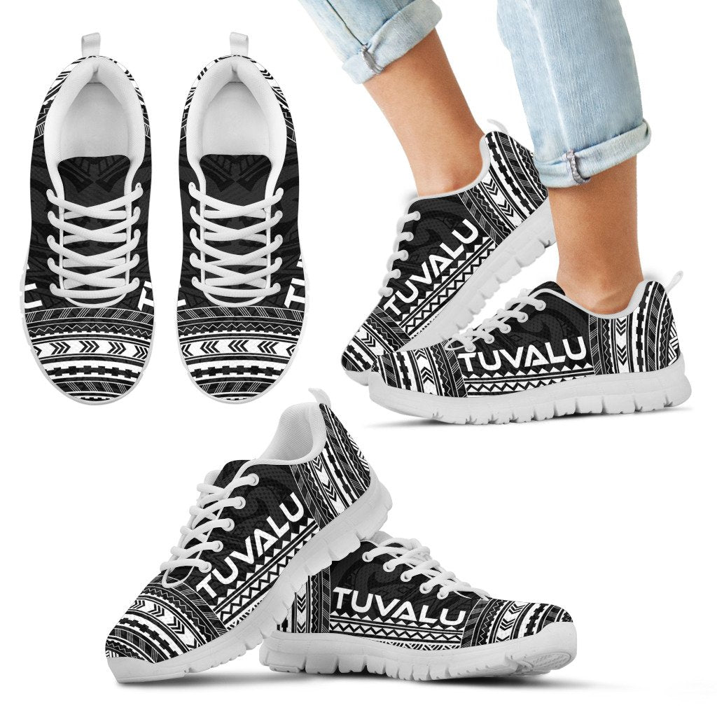 Tuvalu Sneakers - Tuvalu Polynesian Chief Tattoo Black Version - Polynesian Pride