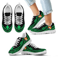 Tonga Wave Sneakers - Polynesian Pattern Green Color Kid's Sneakers - White - Tonga White - Polynesian Pride