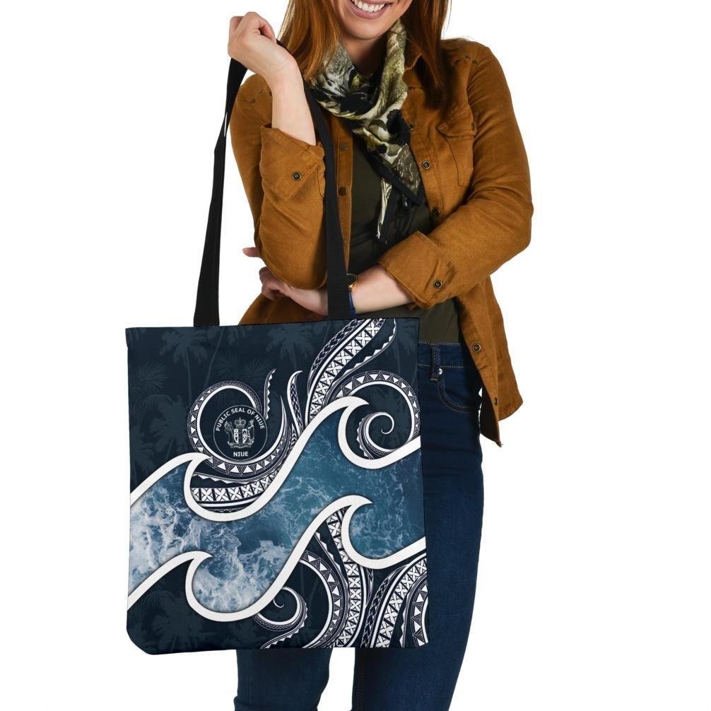 Niue Polynesian Tote Bags - Ocean Style Tote Bag One Size Blue - Polynesian Pride