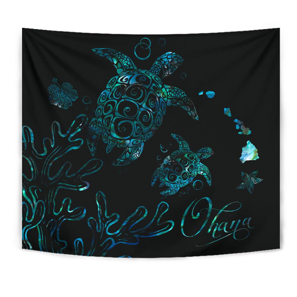 Hawaii Turtle Ohana Paua Shell Tapestry - Polynesian Pride