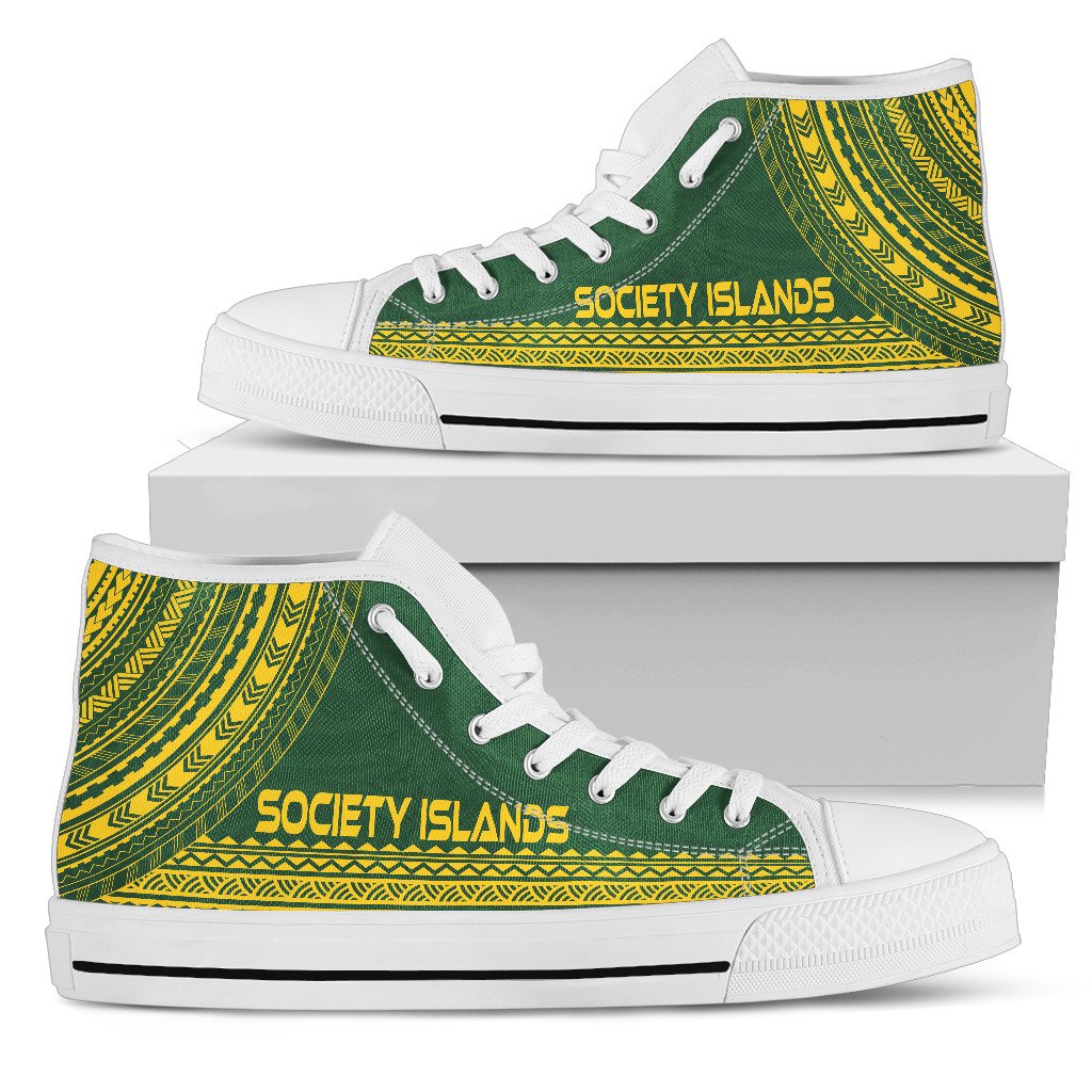 Society Islands High Top Shoes - Polynesian Flag Chief Version Unisex Black - Polynesian Pride