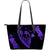 Hawaii Hibiscus Banzai Surfing Large Leather Tote Purple Purple - Polynesian Pride