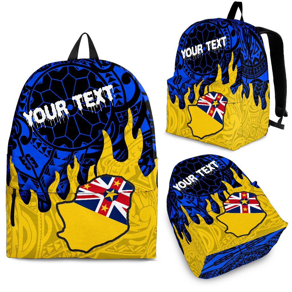 Niue Custom Personalised Backpack - Melting Style Yellow - Blue - Polynesian Pride
