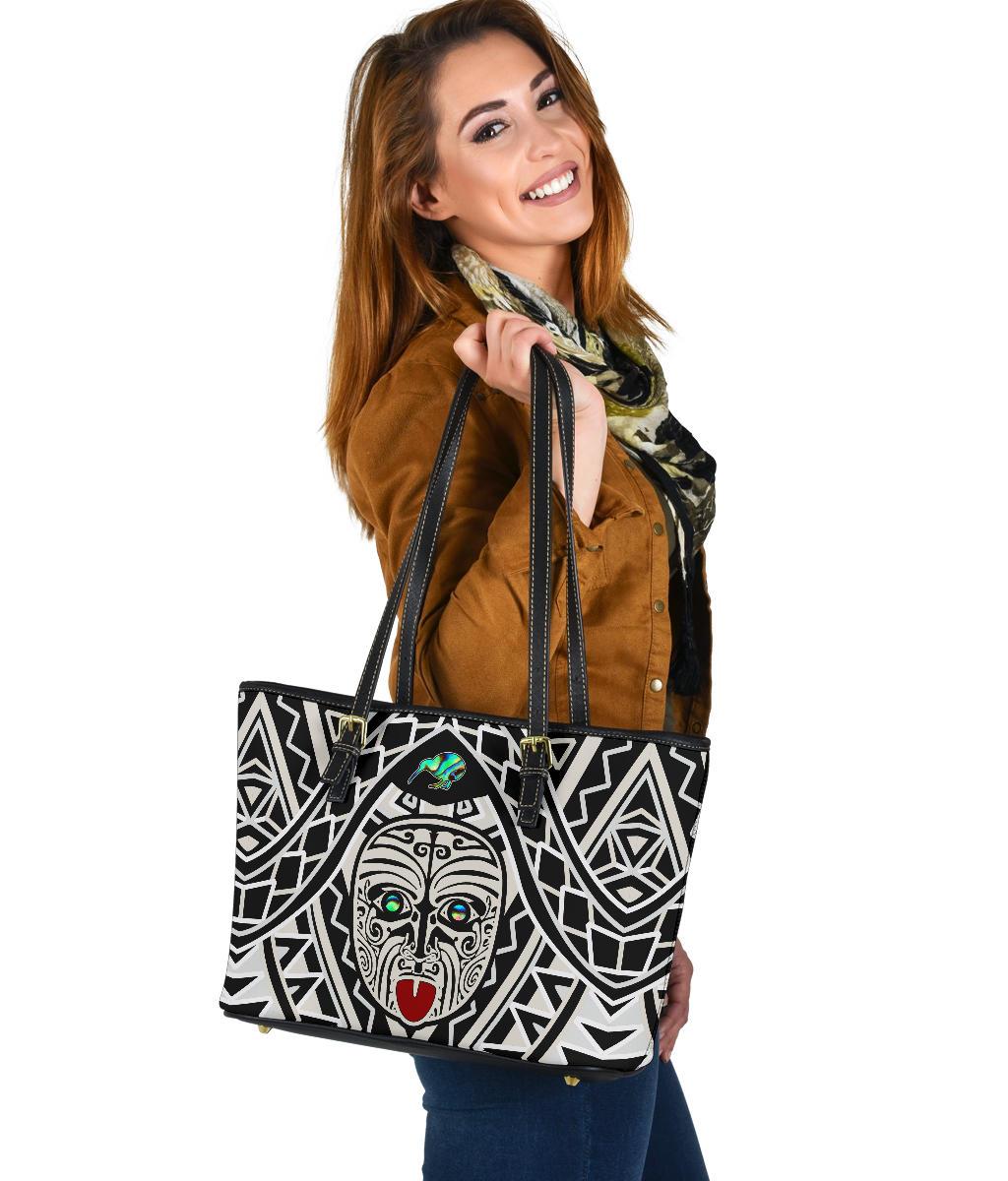 Integrity Maori Ta Moko Small Leather Tote Kiwi and Paua Art - Polynesian Pride