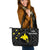 Papua New Guinea Leather Tote Bags - Flag With Polynesian Patterns (Black) Black - Polynesian Pride