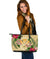 Hawaii Leather Tote - Kanaka Maoli Large Leather Tote Strong Pattern Hibiscus Plumeria AH Gold - Polynesian Pride