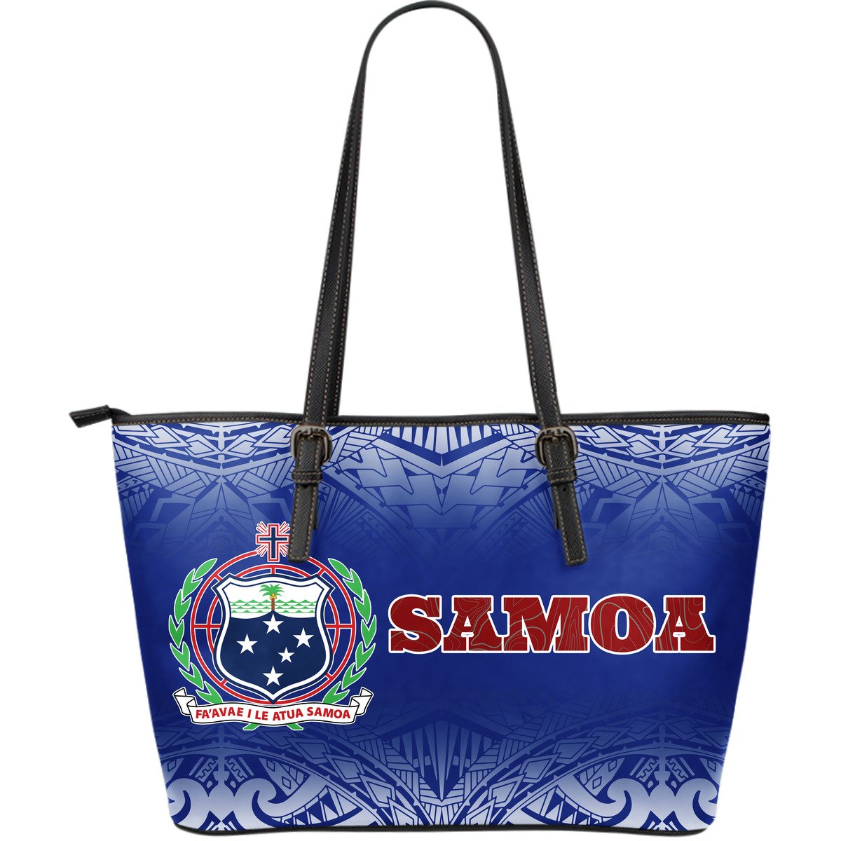 Samoa Large Leather Tote - Polynesian Fog Blue blue - Polynesian Pride