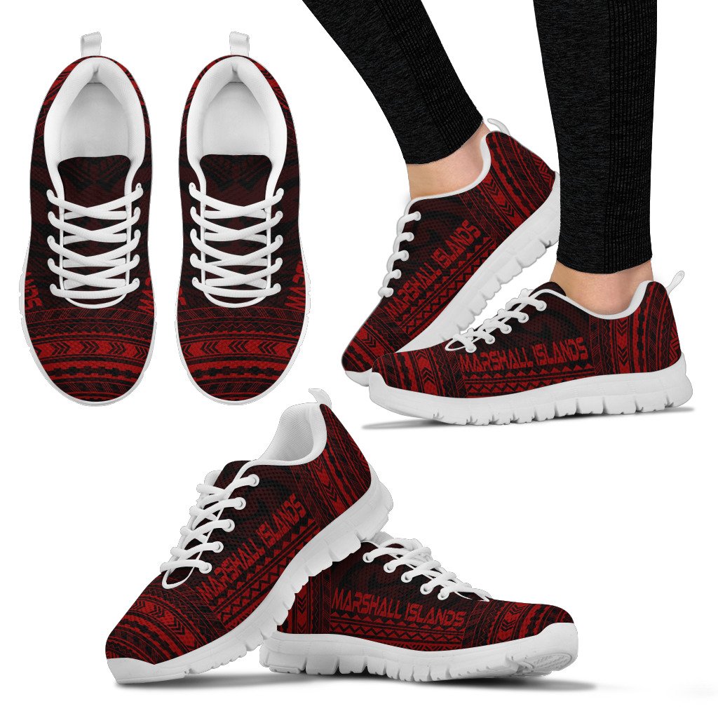 Marshall Islands Sneakers - Marshall Islands Polynesian Chief Tattoo Deep Red Version - Polynesian Pride