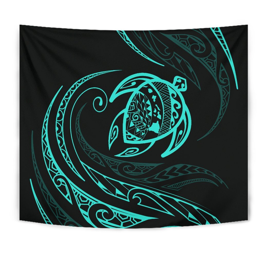 Hawaii Turtle Tapestry - Turquoise - Frida Style - Polynesian Pride