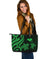 Papua New Guinea Large Leather Tote - Green Tentacle Turtle Green - Polynesian Pride