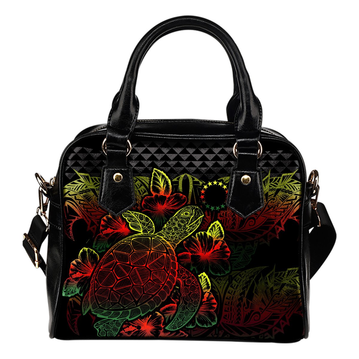 Cook Islands Polynesian Shoulder Handbag Turtle Hibiscus Reggae One Size Reggae - Polynesian Pride