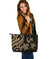 Tonga Polynesian Large Leather Tote Bag - Gold Tentacle Turtle Gold - Polynesian Pride