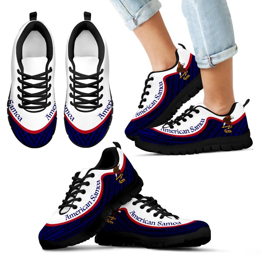 American Samoa Wave Sneakers Flag Color Kid's Sneakers - Black - American Samoa Black - Polynesian Pride