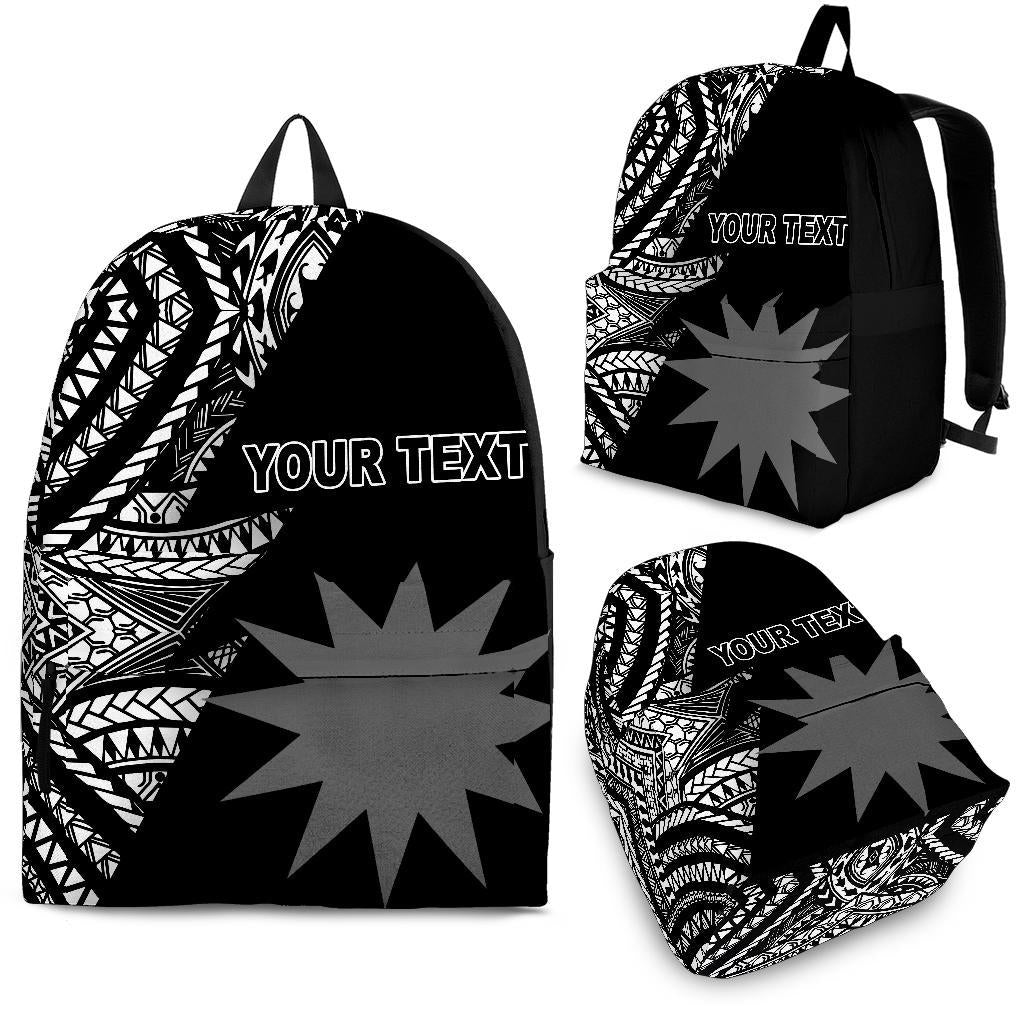 Nauru Custom Personalised Backpack Flash Black Black - Polynesian Pride