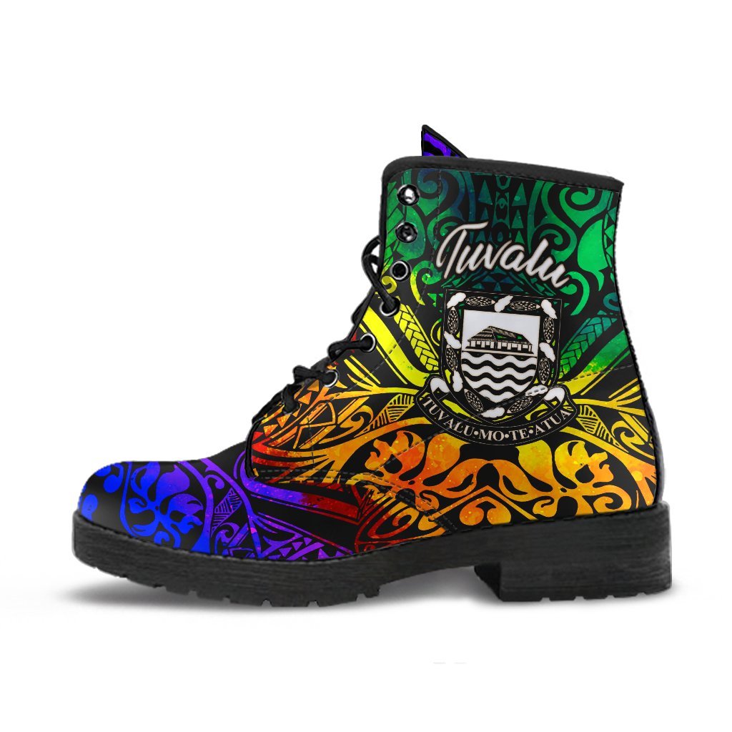 Tuvalu Learther Boots - Rainbow Polynesian Pattern Rainbow - Polynesian Pride