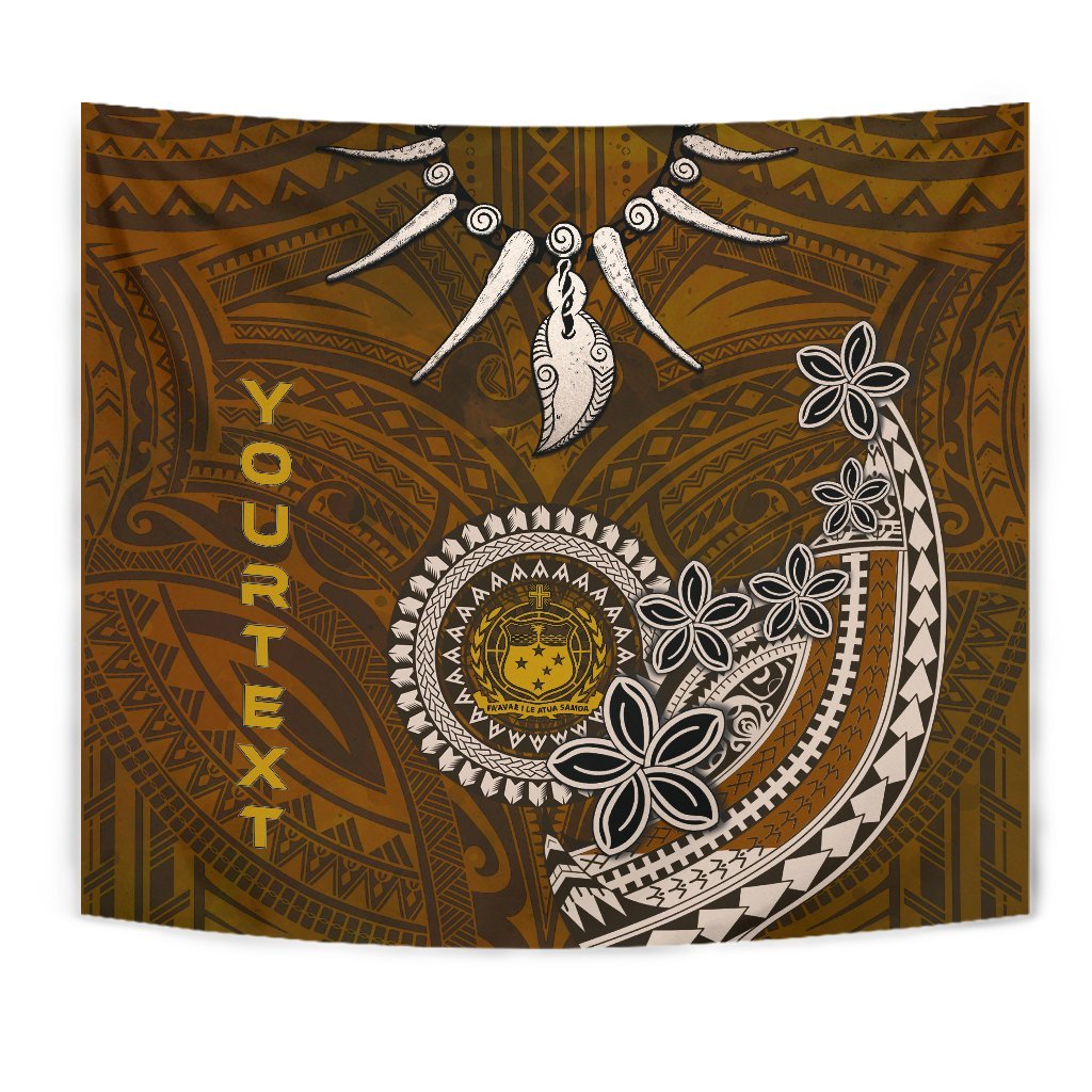 Samoa Custom Personalised Tapestries - Polynesian Boar Tusk Wall Tapestry Brown - Polynesian Pride