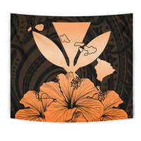 Hawaiian Kanaka Tapestry Hibiscus Polynesian Love Orange - Polynesian Pride