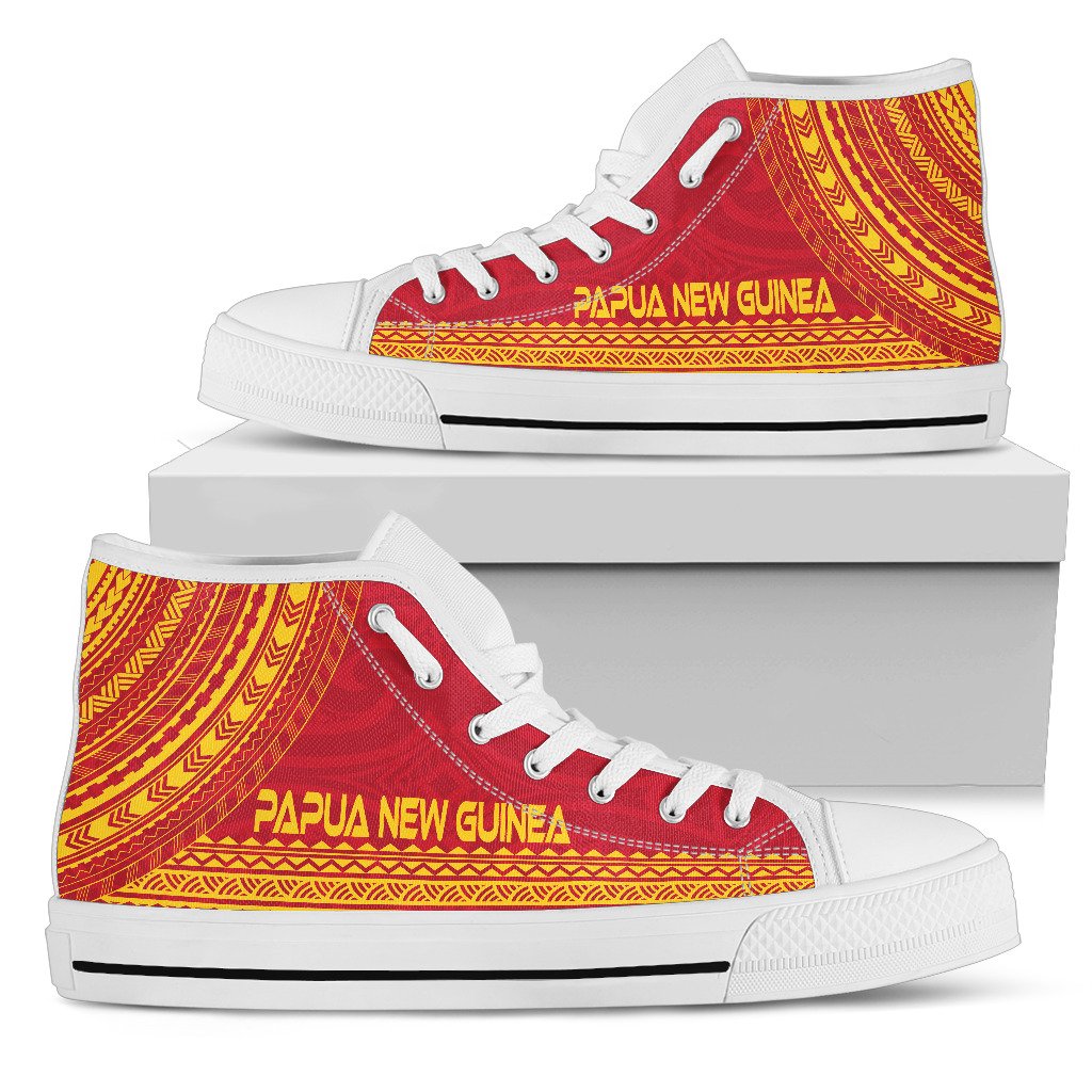 Papua New Guinea High Top Shoes - Polynesian Flag Chief Version Unisex Black - Polynesian Pride