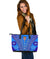 Fiji Drua Large Leather Tote Tapa Blue - Polynesian Pride