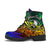 Yap Custom Personalised Leather Boots - Rainbow Polynesian Pattern - Polynesian Pride