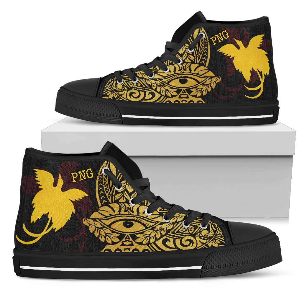 Papua New Guinea High Top Shoes - Erudite Eye Unisex Black - Polynesian Pride