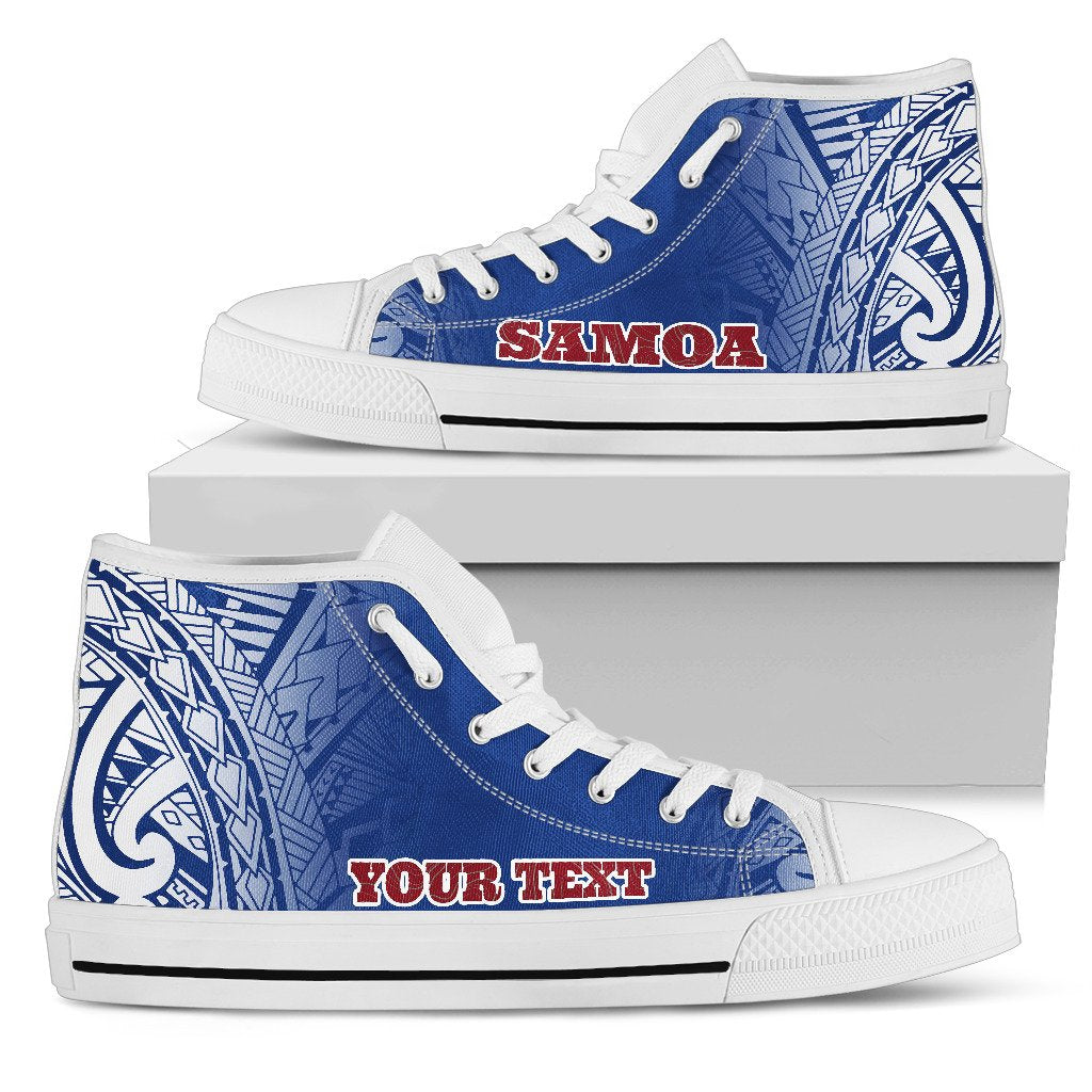 Samoa Custom Personalised High Top Shoes - Polynesian Fog Blue - Polynesian Pride