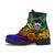 Tuvalu Custom Personalised Learther Boots - Rainbow Polynesian Pattern - Polynesian Pride