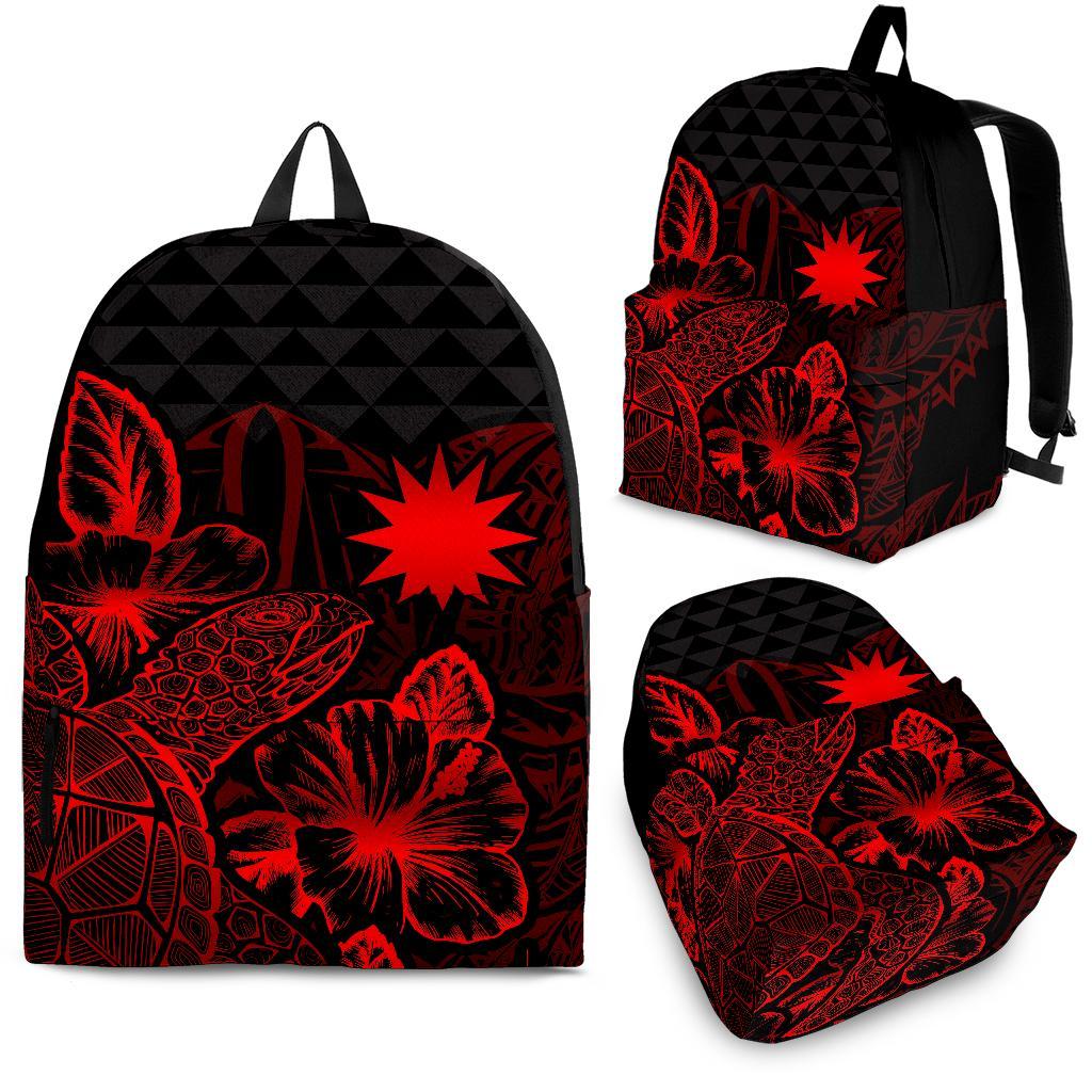 Nauru Polynesian Backpack Turtle Hibiscus Red Red - Polynesian Pride