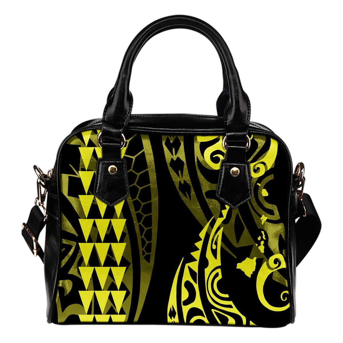 Hawaii Kakau Yellow Polynesian Shoulder Handbag One Size Yellow - Polynesian Pride