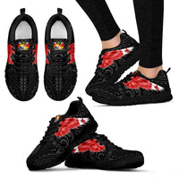 Tonga Sneakers - Tonga Coat Of Arms & Flag Wing - A8 Unisex Black - Polynesian Pride
