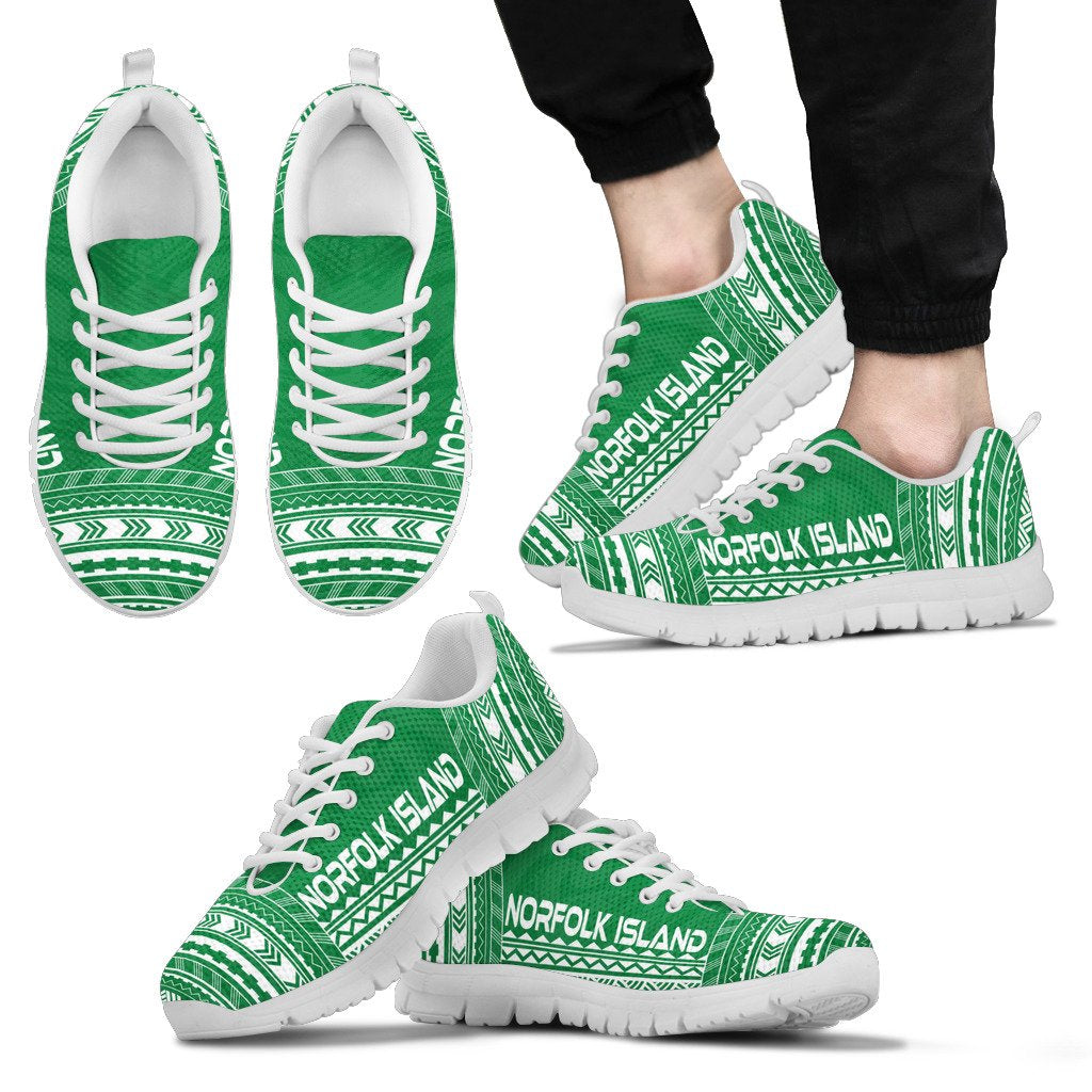 Norfolk Island Sneakers - Norfolk Island Polynesian Chief Tattoo Green Version - Polynesian Pride