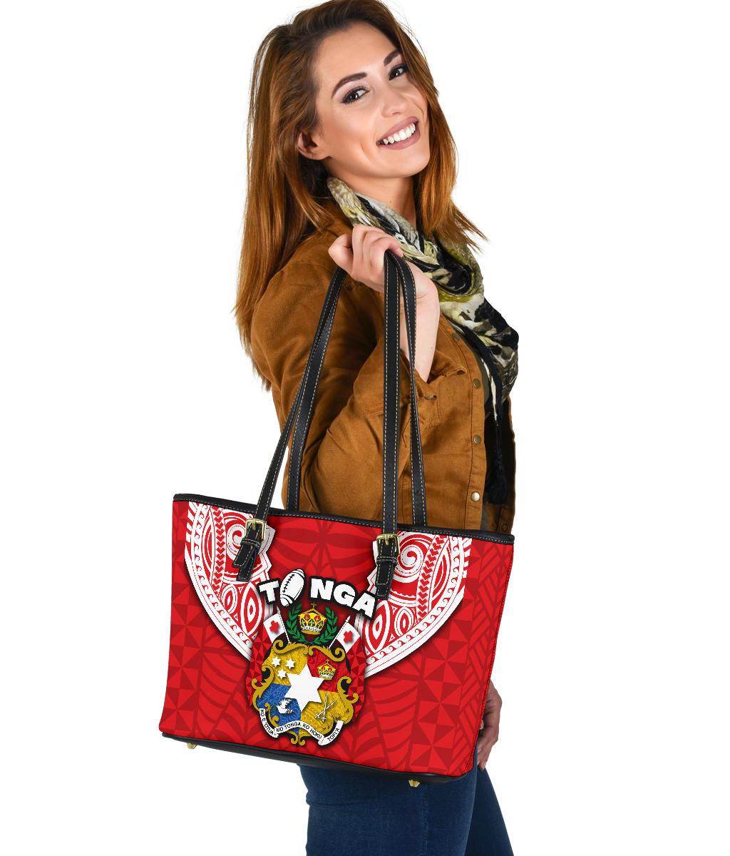 Tonga Rugby Small Leather Tote Royal Style Red - Polynesian Pride